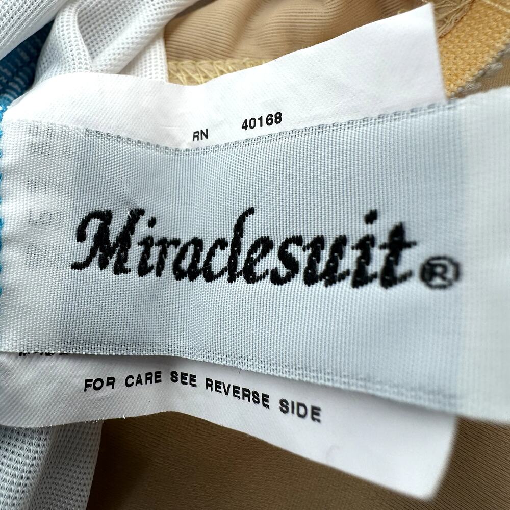 Miraclesuit Tankini Bandana Print Underwire Spaghetti Strap Ruched Sides Blue 14 - Picture 4 of 6